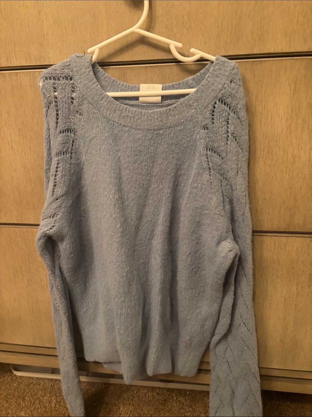abercrombie kids Light Blue Open-Knit Crewneck Sweater